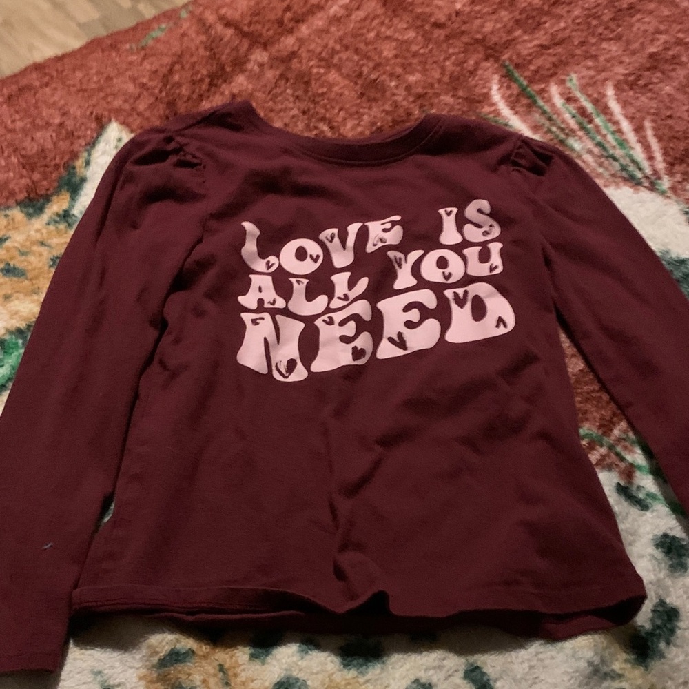 Burgundy Love Graphic Long Sleeve Tee